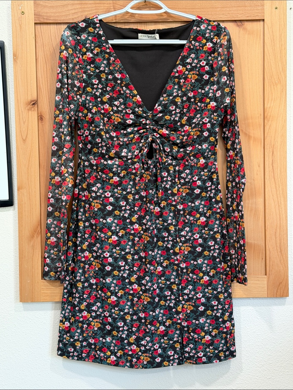 Live to be Spoiled Floral Tie Front Ruched Long Sleeve Dress Size M